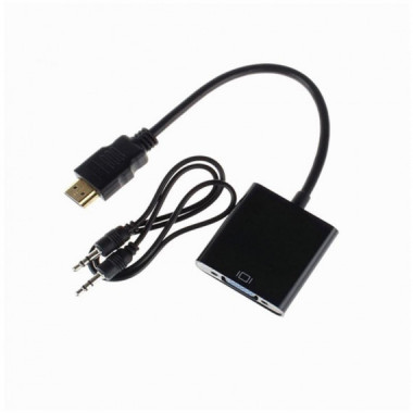 Adaptador Conversor ONEWAY Hdmi/m a Vga/h + Audio Jack 3.5MM Black