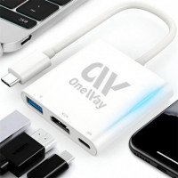 Dock Hub ONEWAY Usb-c 3 en 1 HDMI 4K/USB 3.0/USB-C Silver