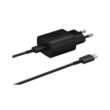 SAMSUNG Cargador Red Tipo C + Cable Tipo C Carga Rapida 25W Negro EP-TA800XBEGWW