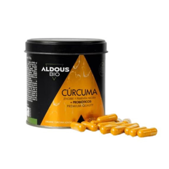 ALDOUS CURCUMA ECOLOGICA CON JENGIBRE, PIMIENTA NEGRA Y PROBIOTICOS X 250 CAP