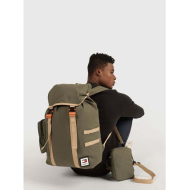 Tjm Purpose Flap Backpack Pewter Green  TOMMY HILFIGER