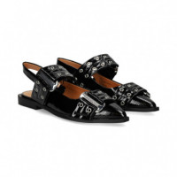 sin Talon 2 Hebillas Charol Negro  STEVE MADDEN