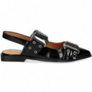 sin Talon 2 Hebillas Charol Negro  STEVE MADDEN