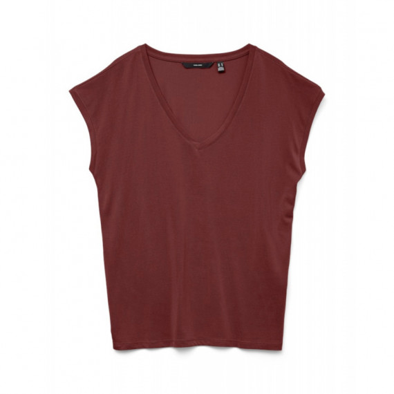 Camisetas Mujer Camiseta Filli Básica de Mujer VERO MODA Cuello Pico Fire Brick