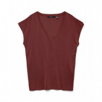 Camisetas Mujer Camiseta Filli Básica de Mujer VERO MODA Cuello Pico Fire Brick