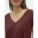 Camisetas Mujer Camiseta Filli Básica de Mujer VERO MODA Cuello Pico Fire Brick