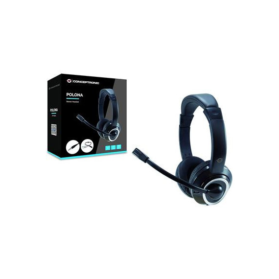 CONCEPTRONIC Micro Auricular de Casco con Cable Polona para Pc Voip,usb Negro POLONA02BA