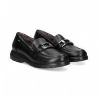 Mocasin Eslabon Piel Negro  FLUCHOS