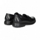 Mocasin Eslabon Piel Negro  FLUCHOS