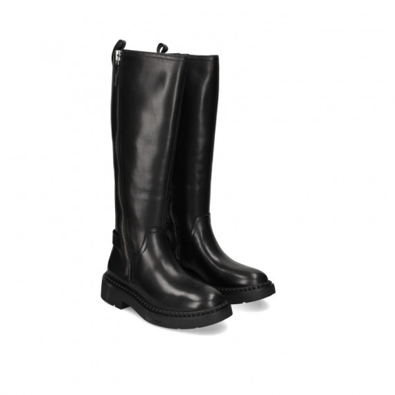 Bota Cremallera Diagonal Piel Negro  ASH