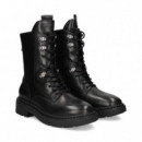 Botin Ganchos+cordon Piel Negro  ASH