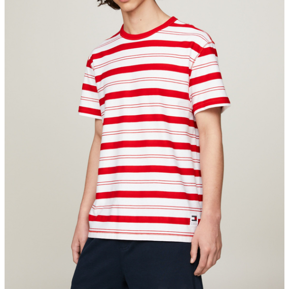 Camiseta TOMMY JEANS Stripe Crew Roja