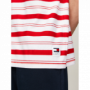 Camiseta TOMMY JEANS Stripe Crew Roja