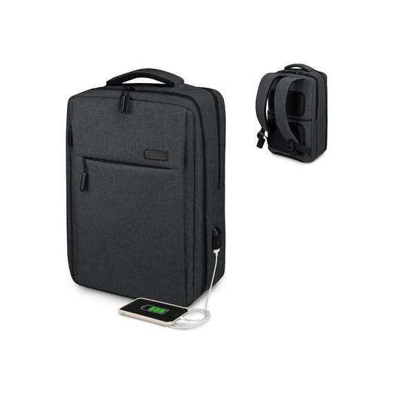 SUBBLIM Mochila para Portatil 15.6" Traveller Backpack Negra con Conector USB para Cargar SUB-BP-3EA