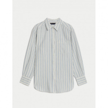 Blusa de Manga Larga de Rayas con Bolsillo  MARKS AND SPENCER