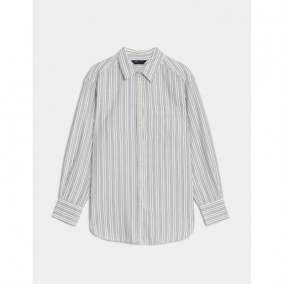 Blusa de Manga Larga de Rayas con Bolsillo  MARKS AND SPENCER