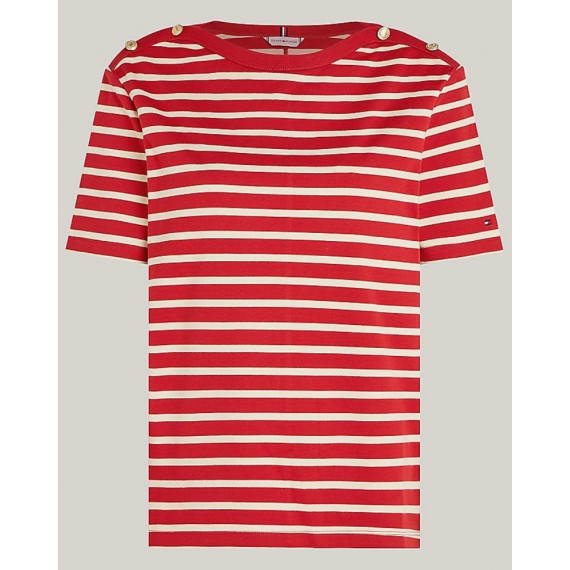 TOMMY HILFIGER - Reg Stripe Gold Btn C-nk Ss - 04U - F|WW0WW42907/04U