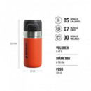 STANLEY Botella Termo 0.47L Quick Flip 7HRS Frio, 30HRS con Hielo 5HRS Caliente Color Naranja