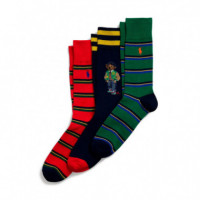 Pack de 3 Calcetines con Diseño de Oso de Polo y Rayas  RALPH LAUREN