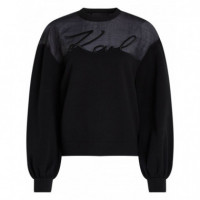 KARL LAGERFELD - Fabric Mix Signature Sweat - 999 - 246W1806/999