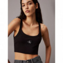 Woven Label Rib Bralette Ck Black  CALVIN KLEIN