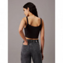 Woven Label Rib Bralette Ck Black  CALVIN KLEIN