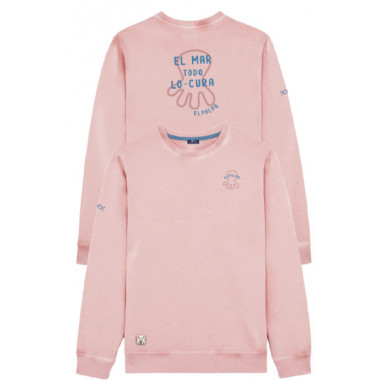 Jerséis y Sudaderas Sudadera EL PULPO Bordado Contraste el Mar Todo lo Cura Rosa Delavé