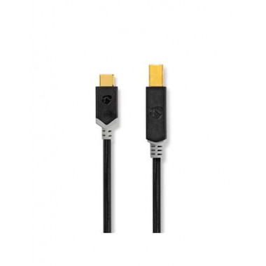 NEDIS Cable Impresora Tipo C a USB B 2.0 2MTRS Negro CCBW60651AT20