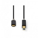 NEDIS Cable Impresora Tipo C a USB B 2.0 2MTRS Negro CCBW60651AT20