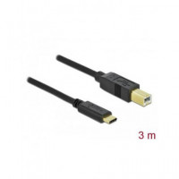 DELOCK Cable Impresora Tipo C a USB B 2.0 3MTRS Negro 83666