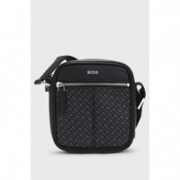 Bolso Bandolera con Panel de Monogramas y Logo Estampado Metalizado de Boss  HUGO BOSS