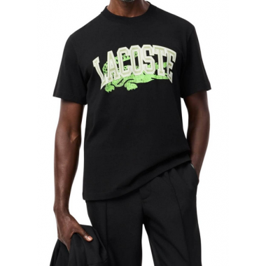 Camiseta Lacoste maxi logo frontal negra