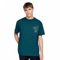 Camiseta Tommy Reg Signature City Verde  TOMMY JEANS