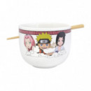 Bol de Ramen con palillos Naruto Sakura y Sasuke