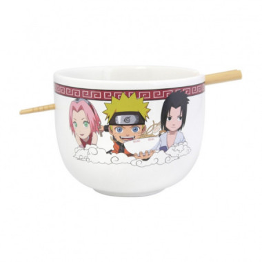 Bol de Ramen con palillos Naruto Sakura y Sasuke