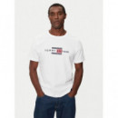 HILFIGER FLAG EMBRO TEE WHITE