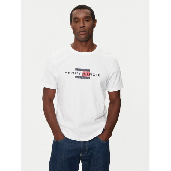 HILFIGER FLAG EMBRO TEE WHITE