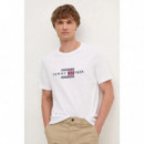 HILFIGER FLAG EMBRO TEE WHITE