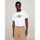 HILFIGER FLAG EMBRO TEE WHITE