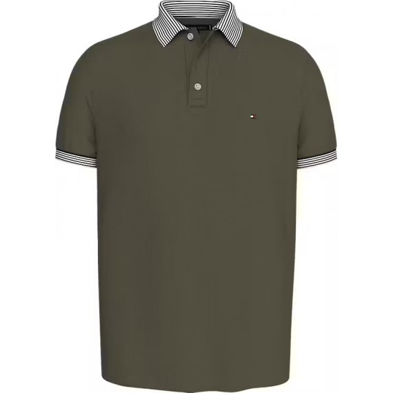 MULTI STRIPE COLLAR REG POLO ARMY GREEN