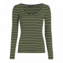 Camisas y Tops Top KING LOUIE Carice Pimm Stripe Woodbine Green