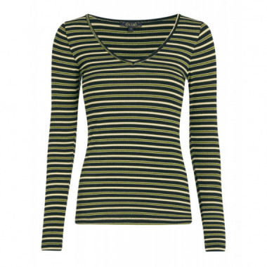 Camisas y tops Top KING LOUIE Carice Pimm Stripe Woodbine Green