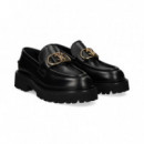 Mocasin Plat.eslabon Piel Negro  ROBERTO CAVALLI