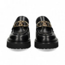 Mocasin Plat.eslabon Piel Negro  ROBERTO CAVALLI