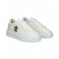 Deportivo Logo Metal Piel Blanco  ROBERTO CAVALLI