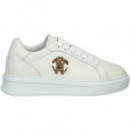 Deportivo Logo Metal Piel Blanco  ROBERTO CAVALLI