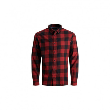 JACK AND JONES 12181602BRICK Red Slim Fit Camisa Jack Jones Jjegingham Twill Shirt L/s Noos