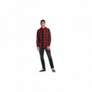 JACK AND JONES 12181602BRICK Red Slim Fit Camisa Jack Jones Jjegingham Twill Shirt L/s Noos