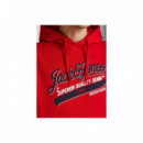 JACK AND JONES 12189736TRUE Red Sudadera Jack Jones Jjelogo Sweat Hood