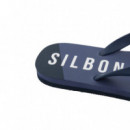 124719 Sandalias SILBON Hombre Chanclas Bicolor Azul